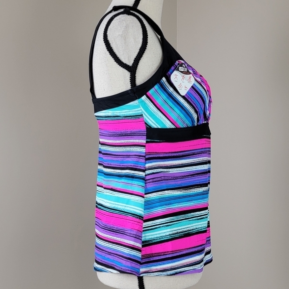 ZeroXposur Sun Smart Multi Color Print UPF 30+ Tankini Swim Top Sz L NEW - Picture 4 of 15